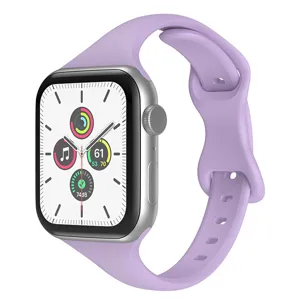 Siliconen slanke vervangend horlogebandje compatibel met Apple Watch paars detail