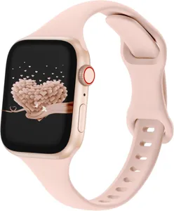 Roze slanke siliconen horloge band vervanging minimalistische stijl compatibel apple watch