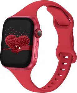 Rood siliconen vervangend horlogebandje compatibel met smartwatch, slank design en comfortabel.