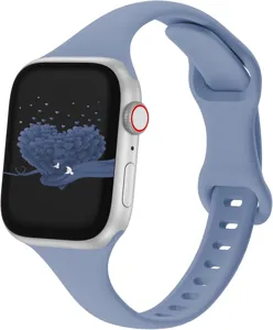 Siliconen slanke horlogeband compatibel met Apple Watch, minimalistische stijl.