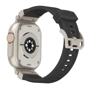 Mecha style silicone watch strap and protective case set compatible with Apple Watch Ultra.