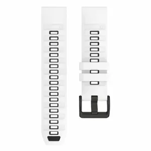 Silicone watch strap replacement band compatible with sports smartwatches, white and black.