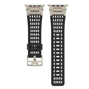 Replacement silicone watch strap compatible with smart watches, breathable design, secure buckle.