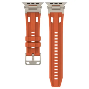 Silicone Watch Band Orange Replacement Strap Compatible with Apple Watch Ultra SE Series 8 7 6