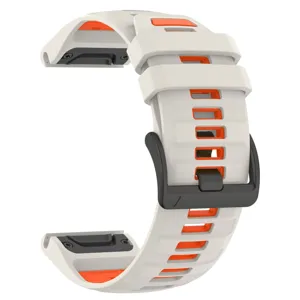 Silicone watch strap replacement for Garmin Fenix 8 dual color with buckle detail.