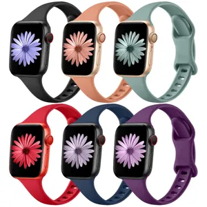 Siliconen slanke taille horlogeband compatibel met Apple Watch, meerkleurige set.