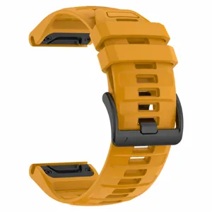 Replacement silicone watch band strap compatible with sports smartwatches yellow 26mm