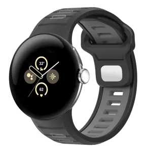 Silicone replacement sport strap in black and gray for Google Pixel Watch 3 smartwatch accessories.