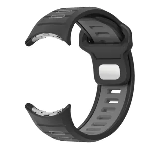 Dual-color silicone watch band detail view, breathable sport strap compatible with smartwatches.
