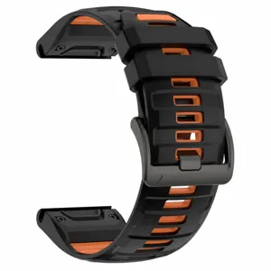 Replacement silicone watch strap compatible with sports smartwatches, dual color design.