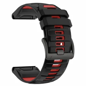 Replacement silicone watch strap with quick fit buckle, breathable dual-color sports design.
