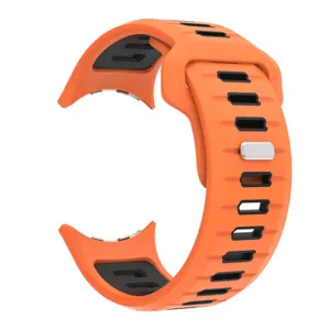 Two-color silicone sports watch band compatible with Google Pixel Watch 3 45mm, orange.