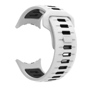 Replacement dual-color silicone sport watch band for smartwatches, white and black.