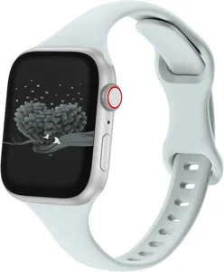 Replacement silicone watch strap compatible with Apple Watch slim minimalist design