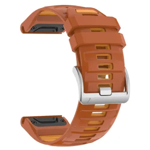 Replacement silicone watch band compatible with sports smartwatches, featuring quick-fit buckle.