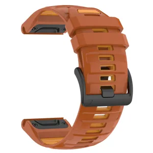 Replacement silicone watch strap for Garmin Fenix 8, dual-color sport band with metal buckle.