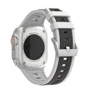 Silicone watch strap replacement band compatible with Apple Watch Ultra 49mm white detail view