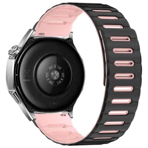 Details of dual color flat head magnetic hollow silicone watch strap replacement accessory.