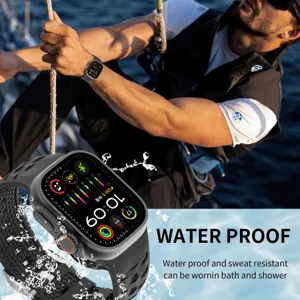 Silicone watch band compatible with Apple Watch Ultra 2 and Series 10, durable tire texture.