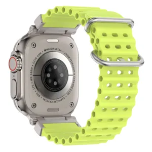 Replacement neon green silicone watch band compatible with Apple Watch Ultra 49mm.