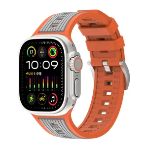 Replacement silicone watch band orange grey compatible with Apple Watch Ultra smartwatch