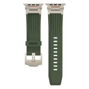 Durable silicone watch strap with metal buckle, rugged replacement band for Apple Watch Ultra