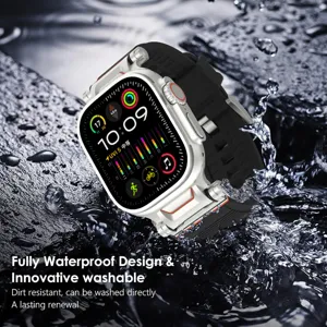 Rugged silicone watch band replacement for Apple Watch Ultra, durable waterproof design.