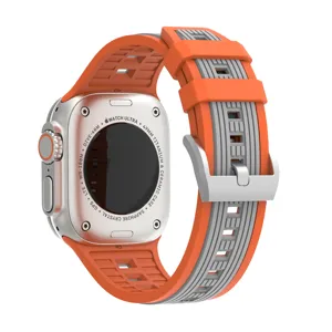 Silicone strap replacement compatible with Apple Watch Ultra 49mm orange grey band