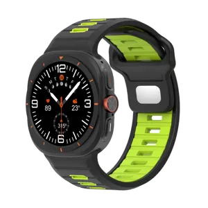 Replacement silicone sports watch strap compatible with smartwatch, rugged dual-color design.