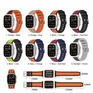 Silicone Watch Band Compatible With Apple Watch Ultra Series Sport Strap Two Tone Breathable Wristband Metal Buckle