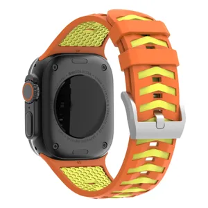 Orange yellow tire pattern silicone watch strap replacement for Apple Watch Ultra 49mm