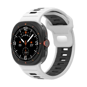 Detailed close-up view of the rugged smartwatch silicone band with dual-tone design.