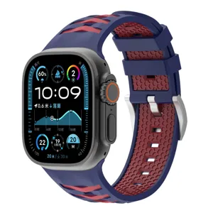 Replacement silicone watch band compatible with Apple Watch Ultra 2 with secure buckle.