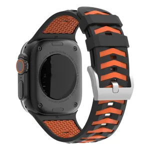 Silicone watch strap and protective case replacement compatible with Apple Watch Ultra 49mm.