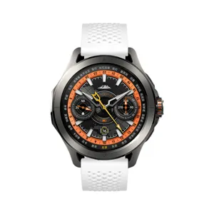 Ersatz Silikon Armband für Smartwatch, weißes perforiertes Design im sportlichen Stil.