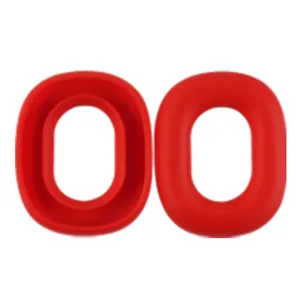 Red silicone ear pads replacement cover for Apple AirPods Max wireless headphones detail view