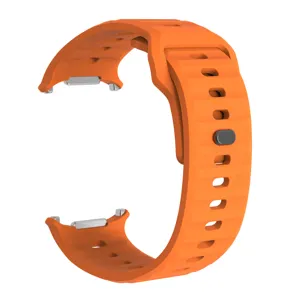 Orange silicone watch strap replacement for Samsung Galaxy Watch Ultra outdoor sports.