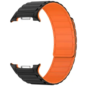 Magnetic silicone watch strap black orange dual color replacement band for smart watch