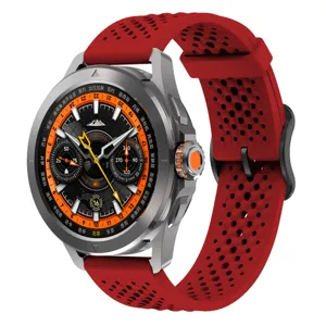 Ersatz Silikon Armband kompatibel mit Sport Smartwatches, atmungsaktives rotes Design.