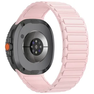 Pink silicone magnetic watch strap replacement compatible with smartwatch accessories detail view