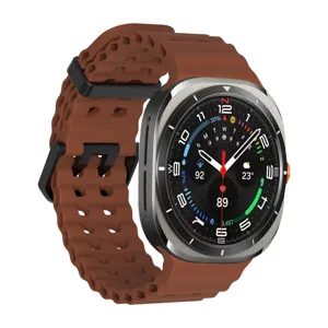 Breathable brown silicone watch strap compatible with Samsung Galaxy Watch Ultra models.