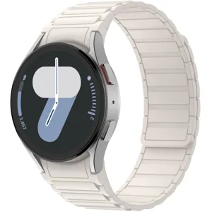 Magnetic silicone watch band replacement strap compatible with Samsung Galaxy Watch series white.