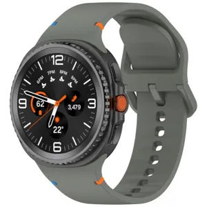 Silicone watch band compatible with Samsung Galaxy Watch, flat stitching replacement strap.