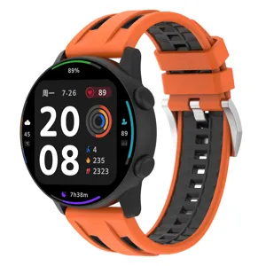 Replacement silicone watch strap dual color sports band with metal buckle for smart watch.