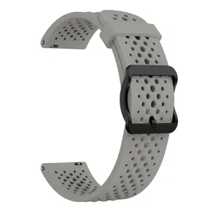 Graues perforiertes Silikon Uhrenarmband Ersatz Armband kompatibel mit Smartwatch Modellen.