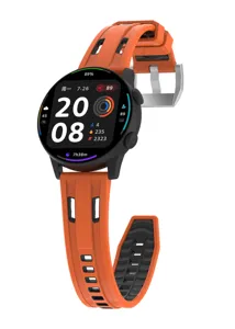 Dual-color silicone replacement watch strap for smartwatches, flexible and durable sports band.