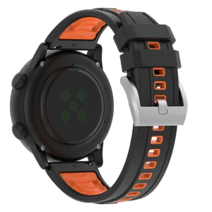 Silicone watch strap replacement, 22mm dual color flat head band compatible with smartwatches.