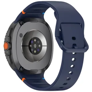 Replacement silicone watch band compatible with Samsung Galaxy Watch, durable dark blue strap.
