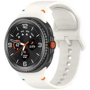 Silicone replacement watch strap compatible with Samsung Galaxy Watch 8 white color accessory.