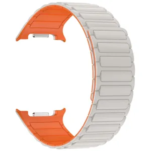Silicone magnetic watch band replacement strap for smartwatch grey orange color design